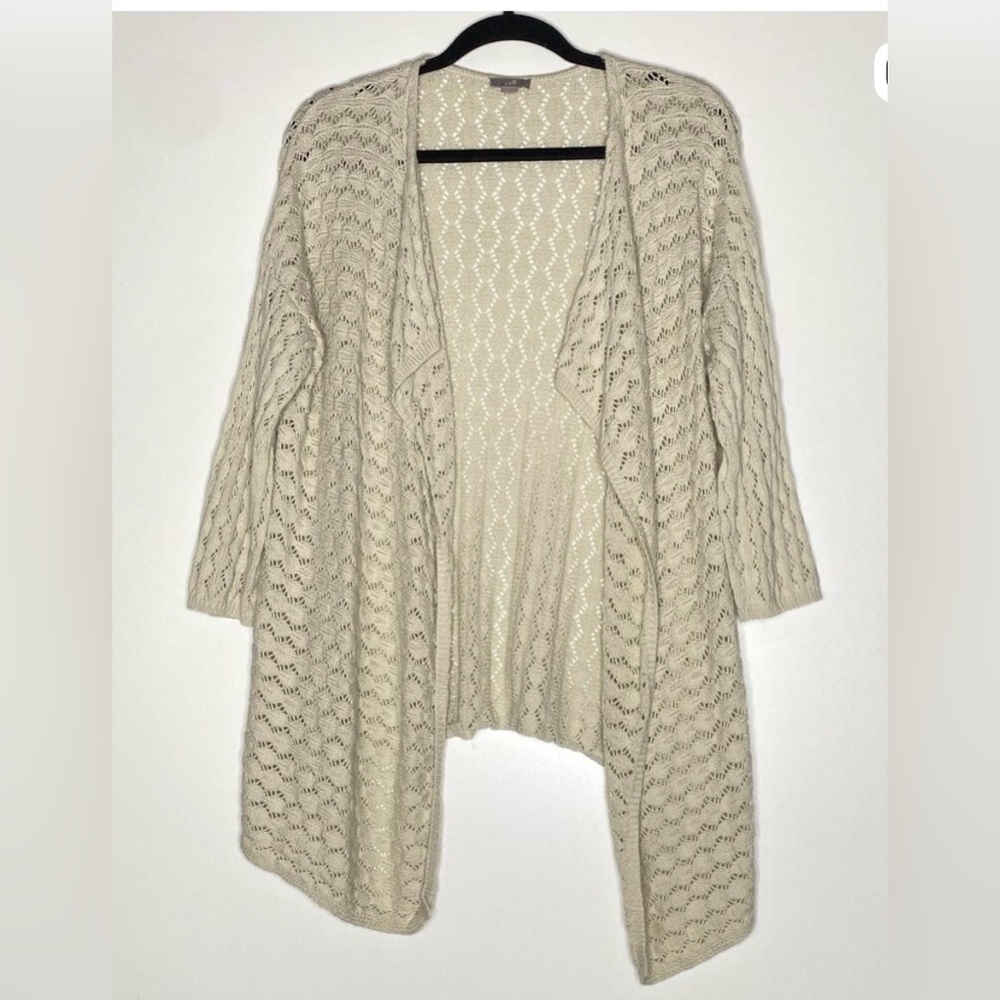 J. Jill Cream Open-Front Cardigan